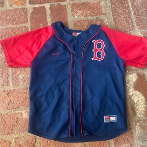 Boston Red Sox Navy and Red Baseball Jersey Nike Youth 10/12